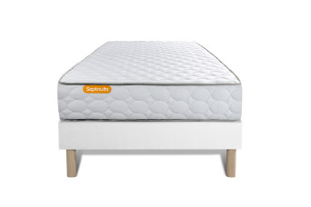 Ensemble Matelas Sommier 90x190 cm - Sommier Blanc (déjà monté) - Memo