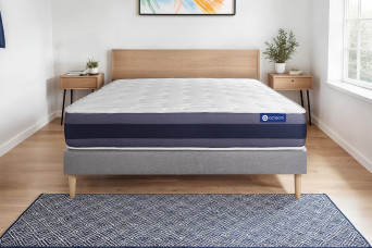 Ensemble Matelas Sommier 140x200 cm - Sommier Gris (en kit) - Actimemo Morpho