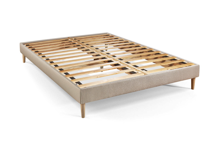Pack lit complet 180x200 cm - Matelas + Sommier Beige (en kit) + 2 oreillers + Couette - Le Cosy