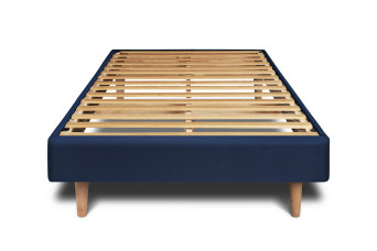Sommier à Lattes 90x200 cm - H29 cm - Velours - Bleu océan