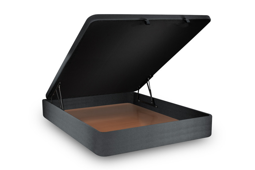 Lit coffre 180x200 cm avec Tête de lit tapissée - Tissu Velours Gris Anthracite