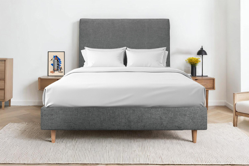 Tête de lit 180 cm Tapissée - Tissu Toile Natté Gris Anthracite