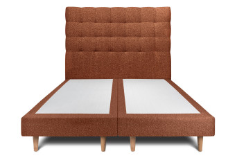 Lit 2x 100x200 cm - Sommier tapissier H29 cm + tête de lit capitonnée - Tissu Bouclette Terracotta