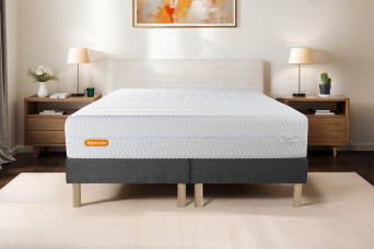 Ensemble Matelas Sommier 160x200 cm - 2 Sommiers Gris - Memo Bio