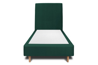 Lit 90x200 cm - Sommier tapissier H35 cm + tête de lit tapissée - Tissu Velours Vert
