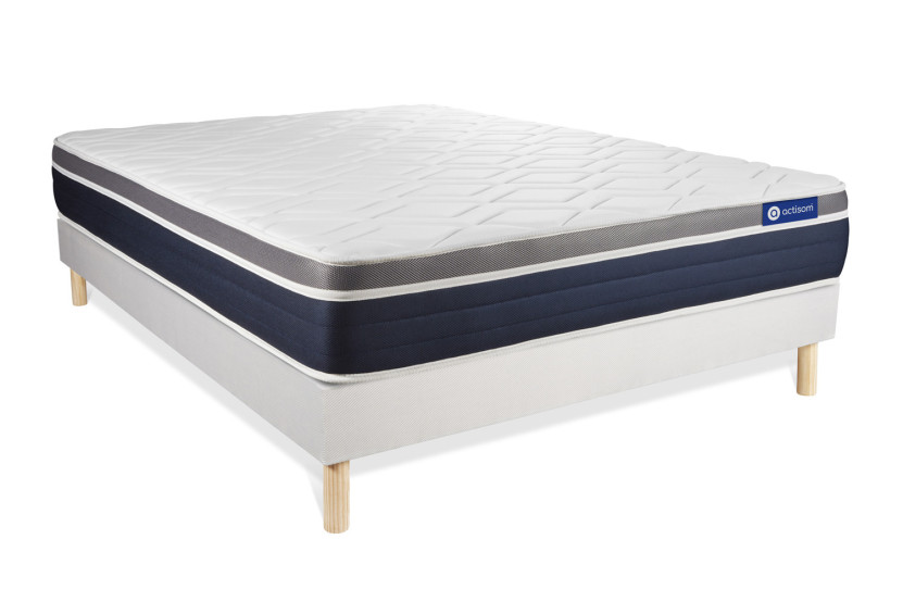 Ensemble Matelas Sommier 140x200 cm - Sommier Blanc (en kit) - Actiflex Confort