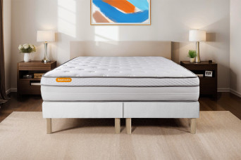 Ensemble Matelas Sommier 160x200 cm - 2 Sommiers Blanc - Memo Luxe