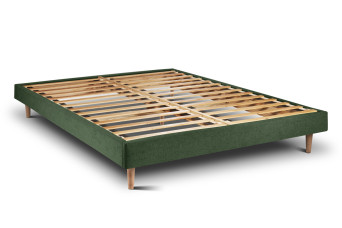 Sommier à Lattes 150x190 cm - H29 cm - Toile nattée - Vert kaki