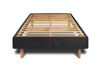 Sommier à Lattes 90x200 cm - H29 cm - Toile nattée - Noir