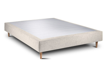 Sommier Tapissier 135x190 cm - H35 cm - Toile nattée - Beige clair