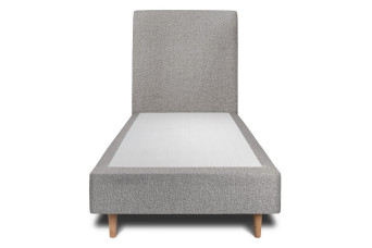 Lit 90x190 cm - Sommier tapissier H35 cm + tête de lit tapissée - Tissu Bouclette Gris