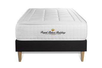 Ensemble Matelas Sommier 90x200 cm - Sommier Noir (déjà monté) - Balmoral