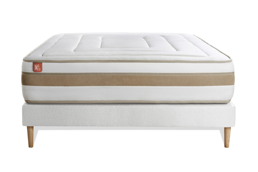 Ensemble Matelas Sommier 160x200 cm - Sommier Blanc (en kit) - Le Raffiné