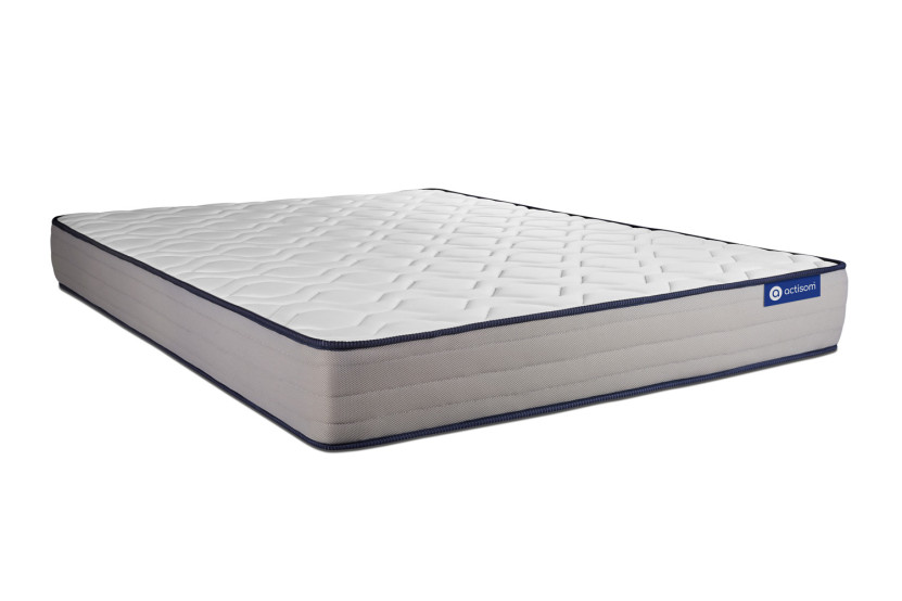 Pack lit complet 140x200 cm - Matelas + Sommier Gris (en kit) + 2 oreillers + Couette - Actimemo Form