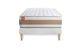 Ensemble Matelas Sommier 90x190 cm - Sommier Blanc (en kit) - Le Délicat