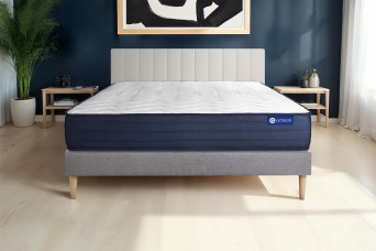Ensemble Matelas Sommier 120x200 cm - Sommier Gris (en kit) - Actilatex Life
