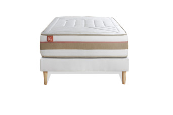 Ensemble Matelas Sommier 90x190 cm - Sommier Blanc (en kit) - Le Tendre