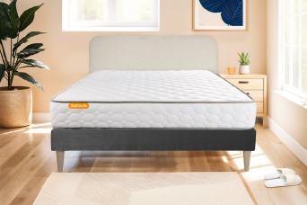 Ensemble Matelas Sommier 140x200 cm - Sommier Gris (déjà monté) - Memo