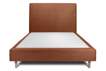 Lit 140x200 cm - Sommier tapissier H35 cm + tête de lit tapissée - Tissu Bouclette Terracotta