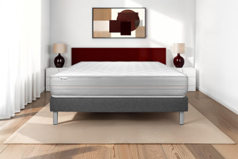 Ensemble Matelas Sommier 140x200 cm - Sommier Gris (en kit) - Vitalmemo