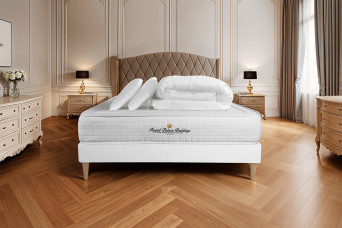 Pack lit complet 160x200 cm - Matelas + Sommier Blanc (en kit) + 2 oreillers + Couette - Balmoral