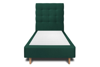 Lit 90x190 cm - Sommier tapissier H35 cm + tête de lit capitonnée - Tissu Velours Vert