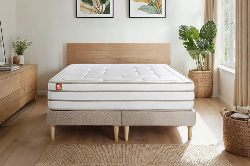 Ensemble Matelas Sommier 180x200 cm - 2 Sommiers Beige - Le Douillet