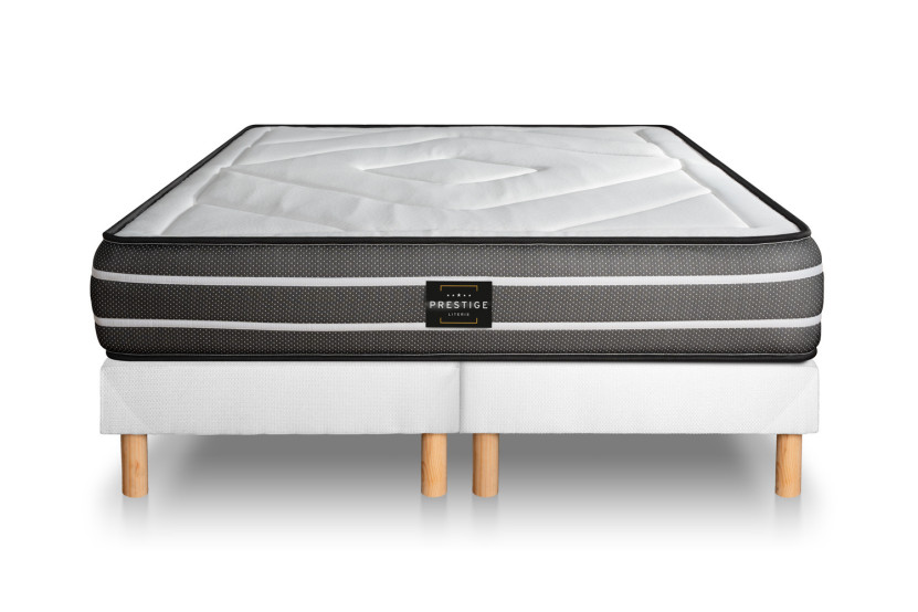 Pack lit complet 180x200 cm - Matelas + 2 Sommiers Blancs + 2 oreillers + Couette - Exclusive