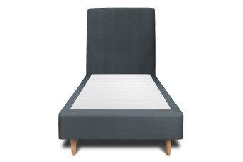 Lit 90x190 cm - Sommier tapissier H35 cm + tête de lit tapissée - Tissu Velours Gris Anthracite