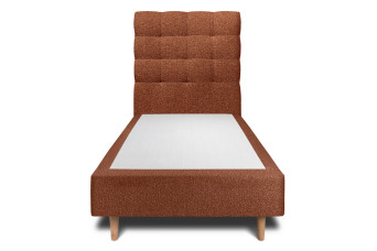 Lit 90x200 cm - Sommier tapissier H35 cm + tête de lit capitonnée - Tissu Bouclette Terracotta