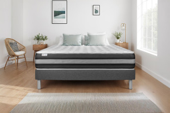 Ensemble Matelas Sommier 160x200 cm - Sommier Gris (en kit) - Vitalspring Zen