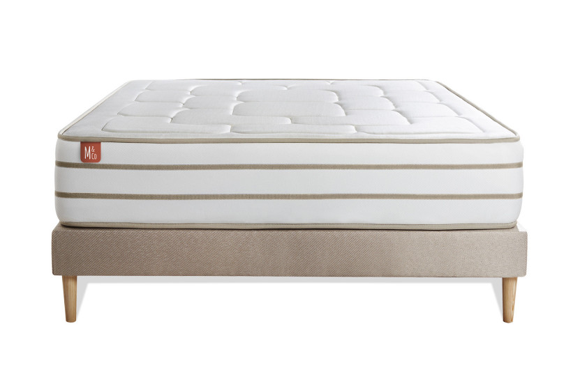 Ensemble Matelas Sommier 160x200 cm - Sommier Beige (déjà monté) - Le Douillet