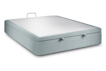 Sommier Coffre 140x190 cm - Velours - Gris bleuté