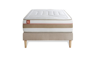Ensemble Matelas Sommier 90x190 cm - Sommier Beige (en kit) - Le Tendre