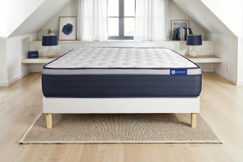 Ensemble Matelas Sommier 120x190 cm - Sommier Blanc (en kit) - Actiflex Max