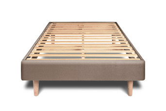 Sommier à Lattes 90x190 cm - H29 cm - Velours - Taupe