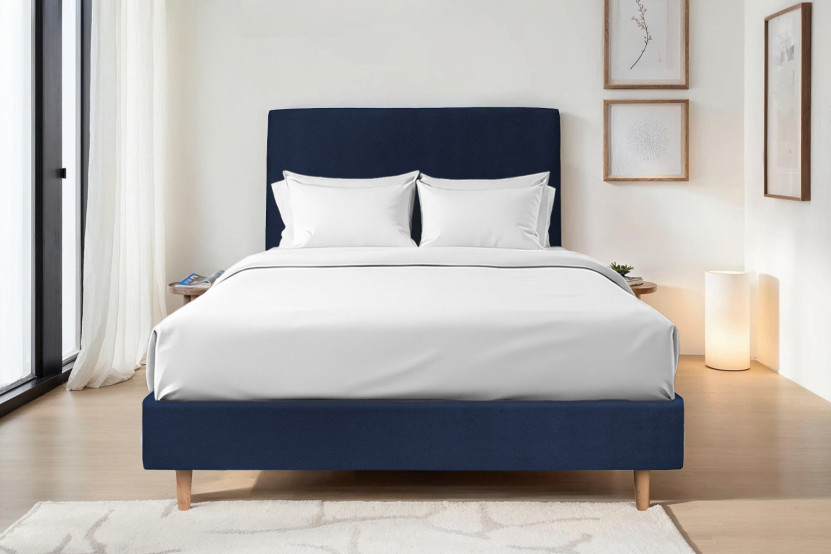 Tête de lit 180 cm Tapissée - Tissu Velours Bleu Ocean