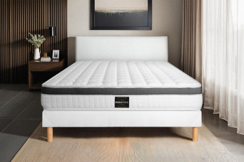 Ensemble Matelas Sommier 200x200 cm - Sommier Blanc (en kit) - Supérieur