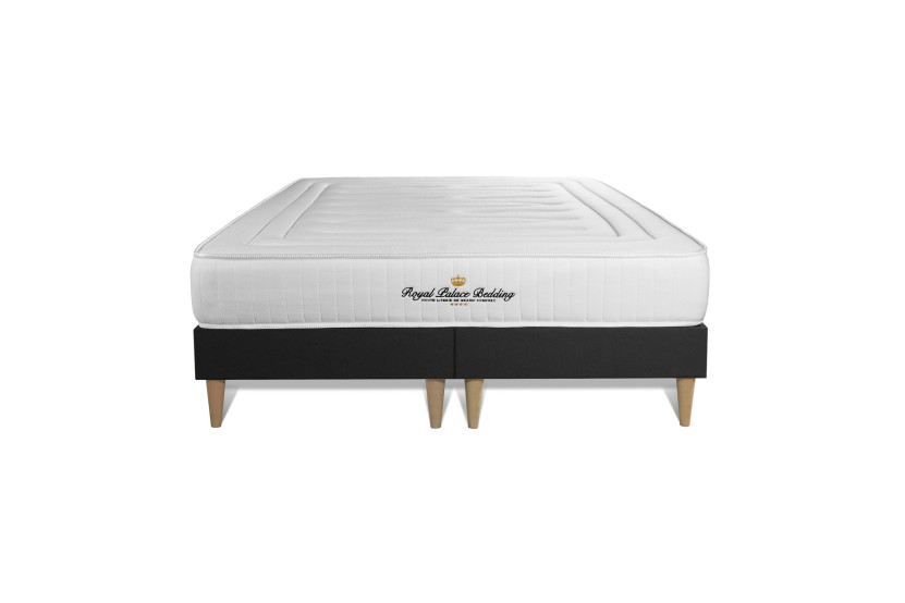 Pack lit complet 180x200 cm - Matelas + 2 Sommiers noirs + 2 oreillers + Couette - Nottingham