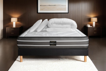Pack lit complet 160x200 cm - Matelas + Sommier Noir (en kit) + 2 oreillers + Couette - Exclusive