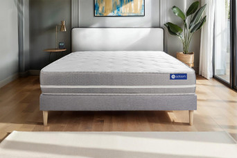 Ensemble Matelas Sommier 120x190 cm - Sommier Gris (en kit) - Actimemo Touch