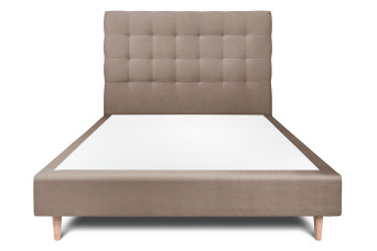 Lit 160x200 cm - Sommier tapissier H35 cm + tête de lit capitonnée - Tissu Velours Taupe