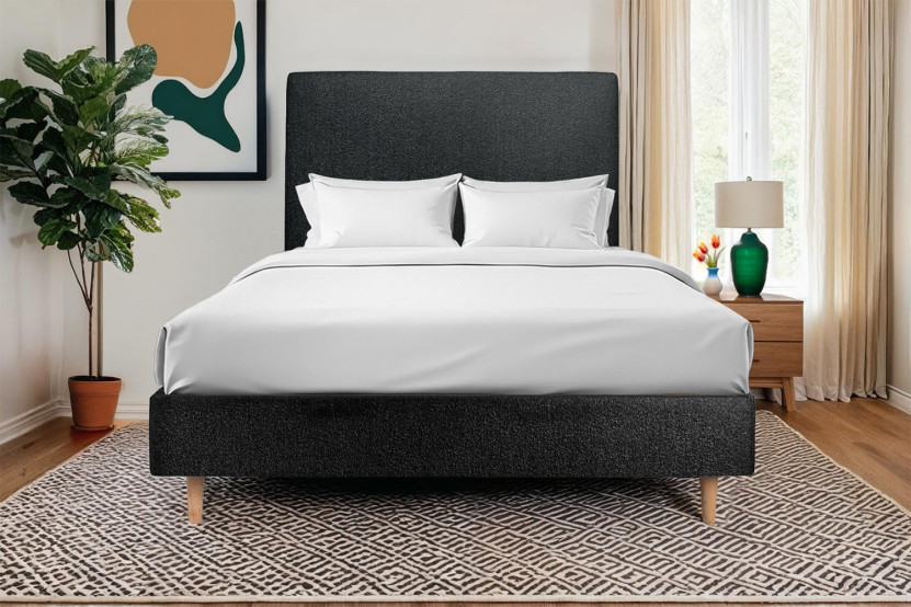 Tête de lit 180 cm Tapissée - Tissu Bouclette Noir