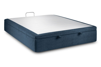 Sommier Coffre 140x190 cm - Toile nattée  - Bleu océan