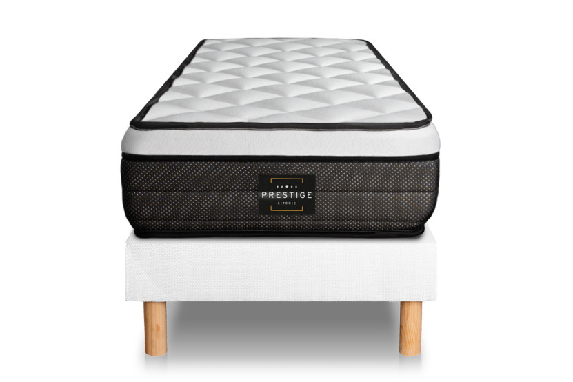 Ensemble Matelas Sommier 120x190 cm - Sommier Blanc (déjà monté) - Suite
