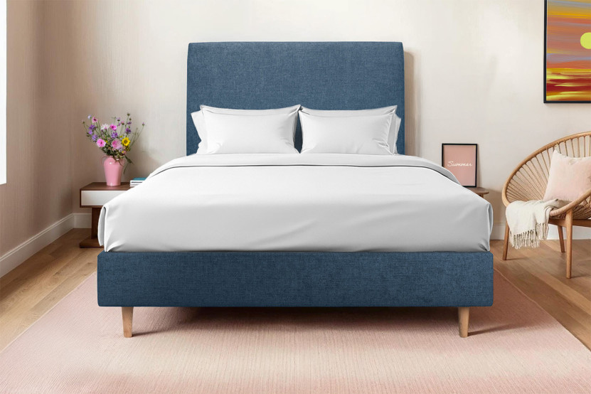 Tête de lit 180 cm Tapissée - Tissu Toile Natté Bleu Ocean