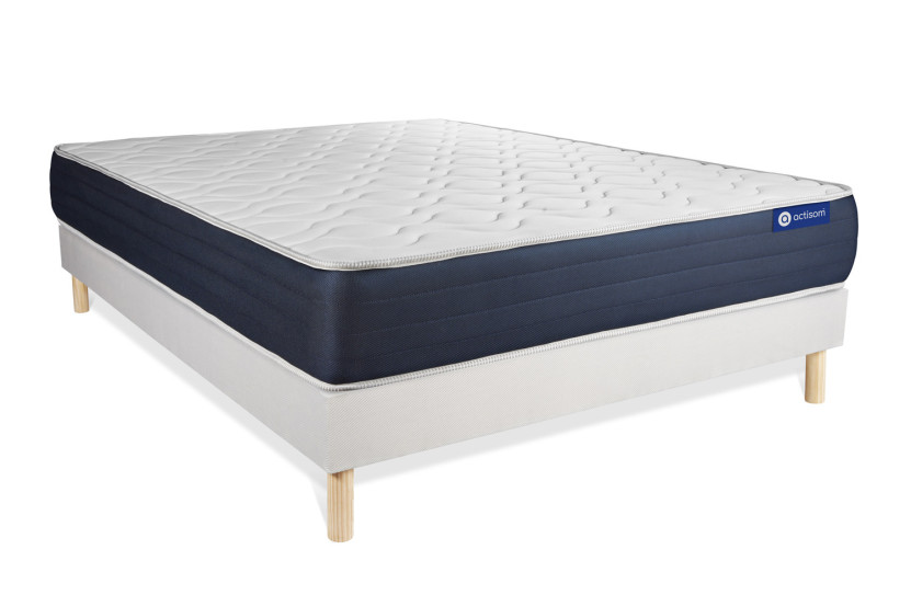 Ensemble Matelas Sommier 140x200 cm - Sommier Blanc (en kit) - Actimemo Sleep