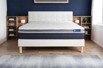 Ensemble Matelas Sommier 140x200 cm - Sommier Blanc (en kit) - Actimemo Confort