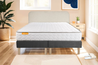 Ensemble Matelas Sommier 160x200 cm - 2 Sommiers Gris - Memo