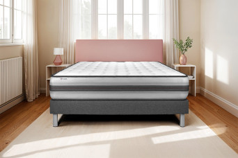 Ensemble Matelas Sommier 140x200 cm - Sommier Gris (en kit) - Vitalpower Recover